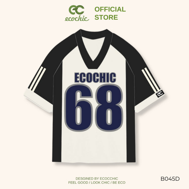 ECOCHIC NUMBER 68 Cardigan T-shirt Genuine Unisex Sportswear Loose Format Oversize 100% High Quality Cotton B045