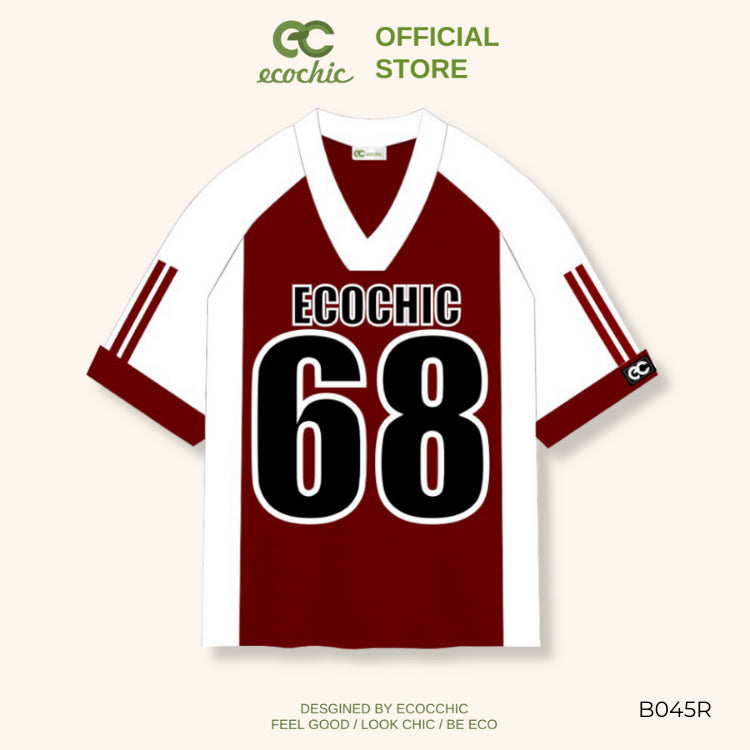 ECOCHIC NUMBER 68 Cardigan T-shirt Genuine Unisex Sportswear Loose Format Oversize 100% High Quality Cotton B045