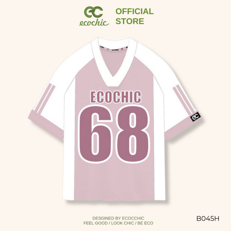 ECOCHIC NUMBER 68 Cardigan T-shirt Genuine Unisex Sportswear Loose Format Oversize 100% High Quality Cotton B045