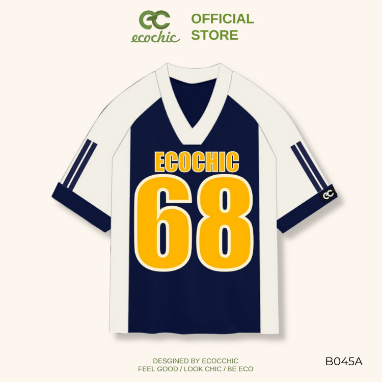 ECOCHIC NUMBER 68 Cardigan T-shirt Genuine Unisex Sportswear Loose Format Oversize 100% High Quality Cotton B045