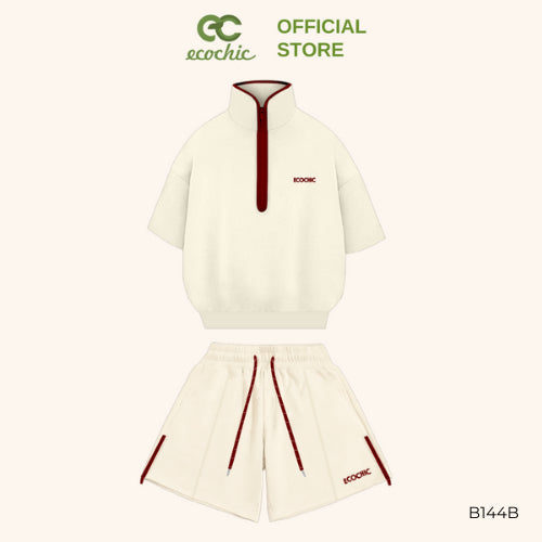 ISA ECOCHIC SUMMER SET High Neck Shirt, Half Sleeve, Zippered Shorts, High Quality, Genuine B143