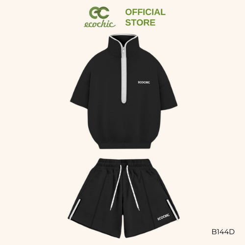ISA ECOCHIC SUMMER SET High Neck Shirt, Half Sleeve, Zippered Shorts, High Quality, Genuine B143