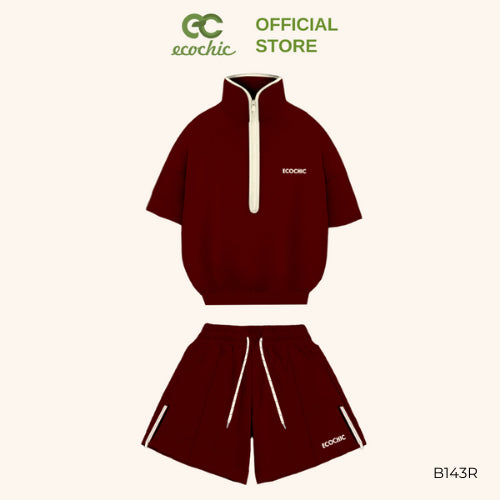 ISA ECOCHIC SUMMER SET High Neck Shirt, Half Sleeve, Zippered Shorts, High Quality, Genuine B143