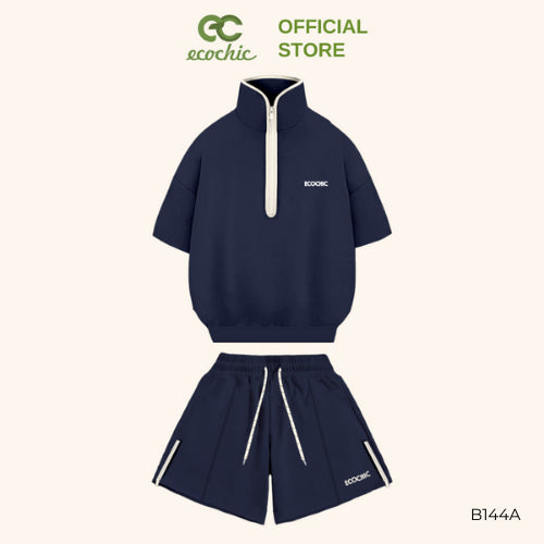 ISA ECOCHIC SUMMER SET High Neck Shirt, Half Sleeve, Zippered Shorts, High Quality, Genuine B143
