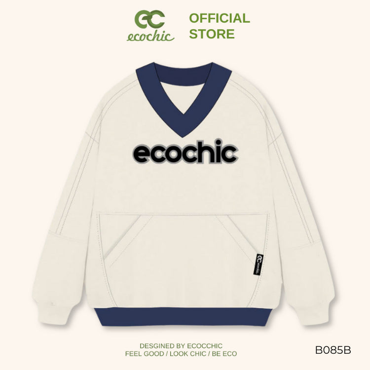 ECOCHIC V-NECK SWEATSHIRT High Quality Genuine Material Sweater Many Colors B085