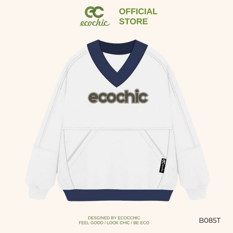 ECOCHIC V-NECK SWEATSHIRT High Quality Genuine Material Sweater Many Colors B085