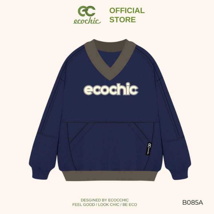ECOCHIC V-NECK SWEATSHIRT High Quality Genuine Material Sweater Many Colors B085