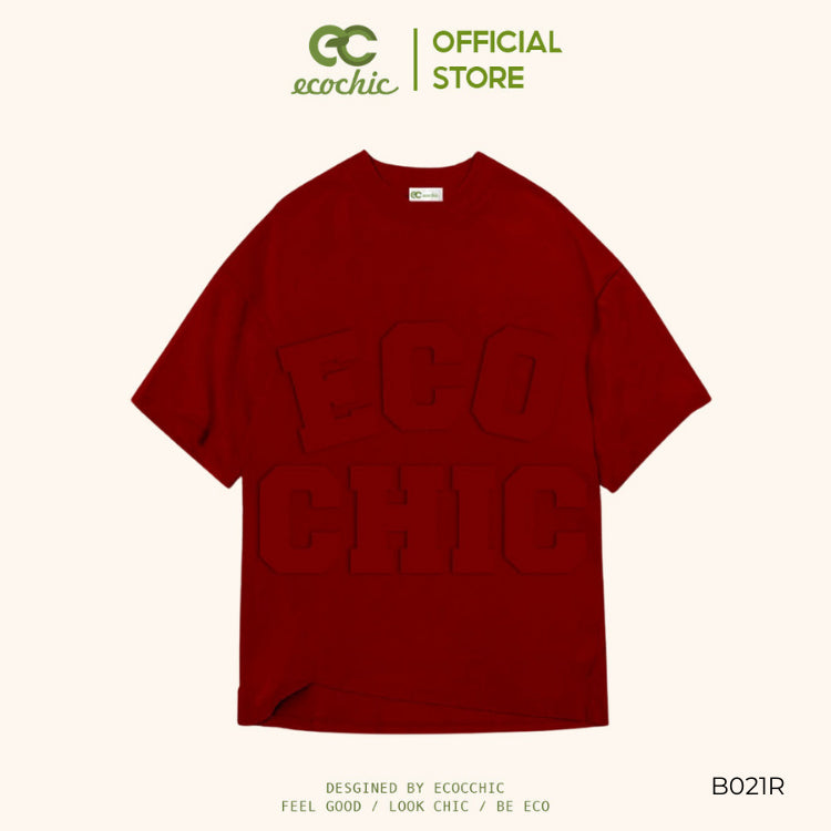 ECOCHIC EMBOSSED WORD TEE Local Brand Genuine Unisex Loose Form Oversize Premium Cotton 100% B021