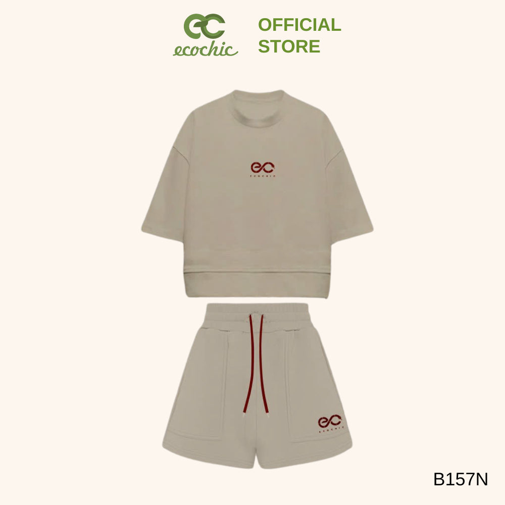 ECOCHIC NEW LOGO Short Set Crop T-shirt High Waist Shorts High Quality Genuine ECO ON THE GO B157
