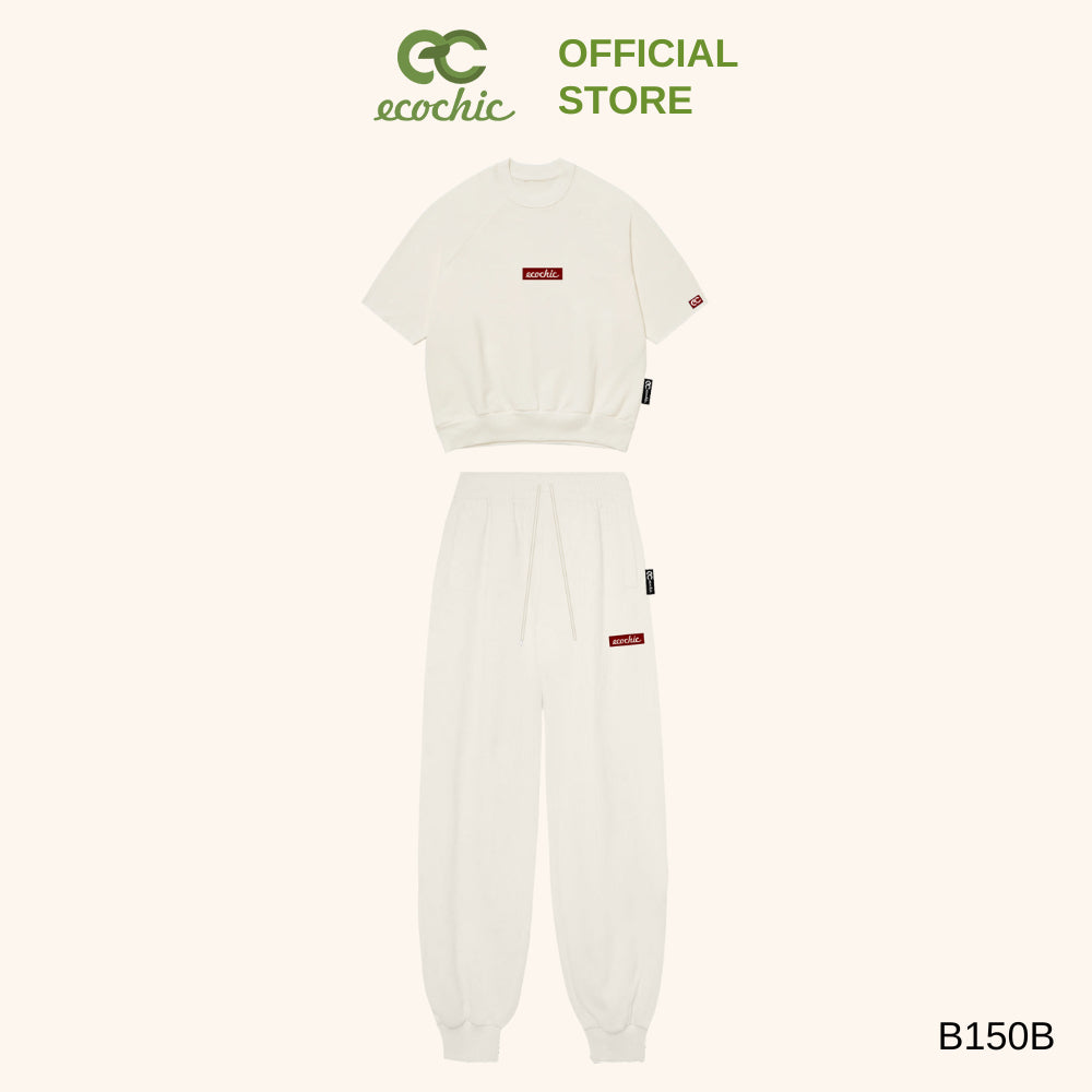 Set ECOCHIC FRERCE FRERCE WINK SET Crop Shirt High Waist Pants Hem Embroidered Logo High Quality Genuine Material B140 B150