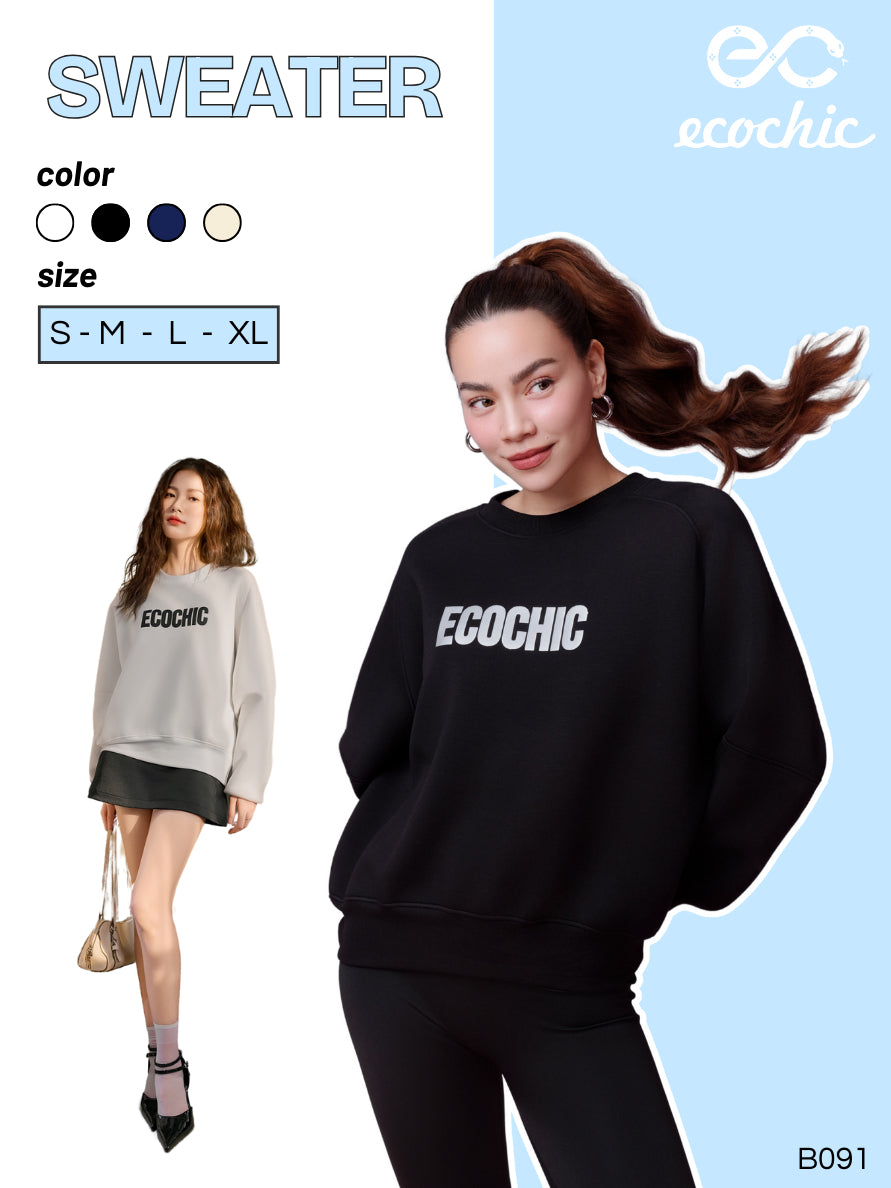 Áo Nỉ Sweater ECOCHIC BASIC CREW NECK SWEATSHIRT Chất Liệu Ecozy Công Nghệ Mới Cao Cấp Chính Hãng Nhiều Màu B091