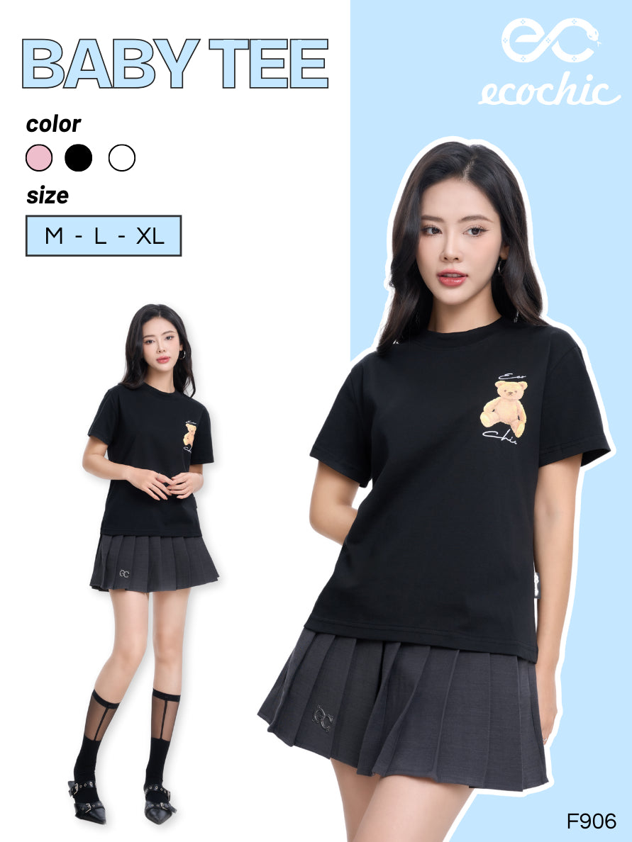 Áo Phông Baby Tee ECOCHIC SIMPLE TED Local Brand Chính Hãng Unisex Form Ôm Premium Cotton 100% F906