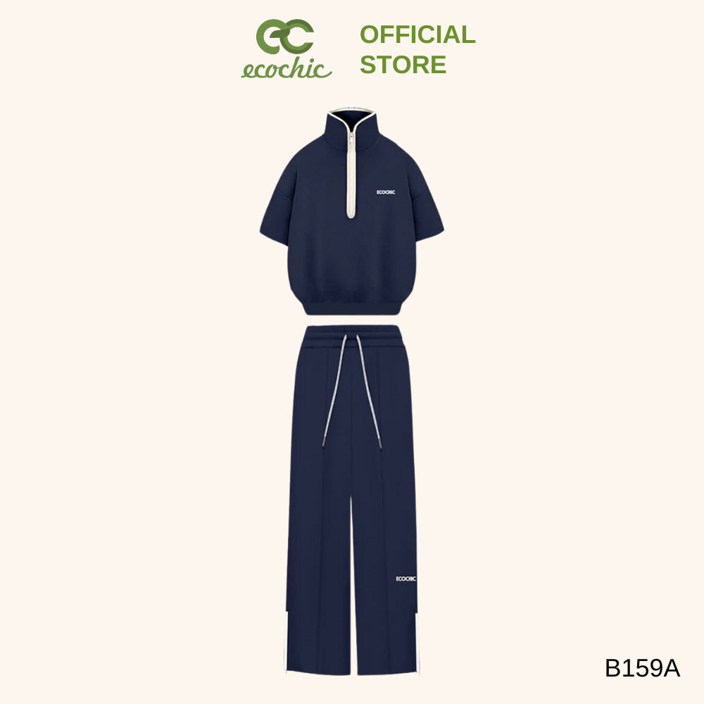 Set Bộ ISA ECOCHIC SET Áo Cổ Cao Tay Lửng Quần Dài Khóa Kéo Xẻ Tà Chất Liệu Ecozy Cao Cấp Chính Hãng B159