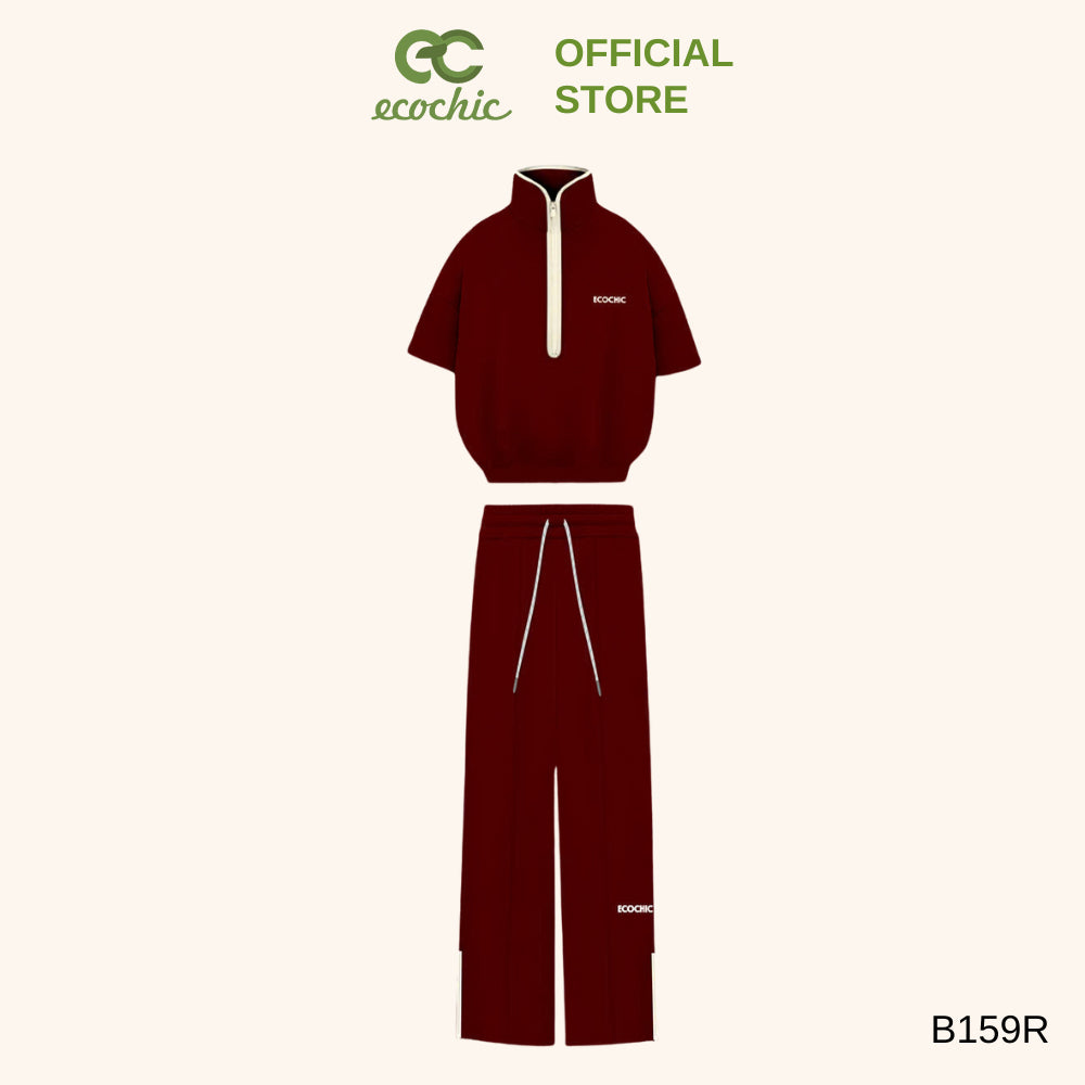 ISA ECOCHIC SET High Neck Shirt, Half Sleeve, Zippered Long Pants, High Quality Ecozy Material, Genuine B159