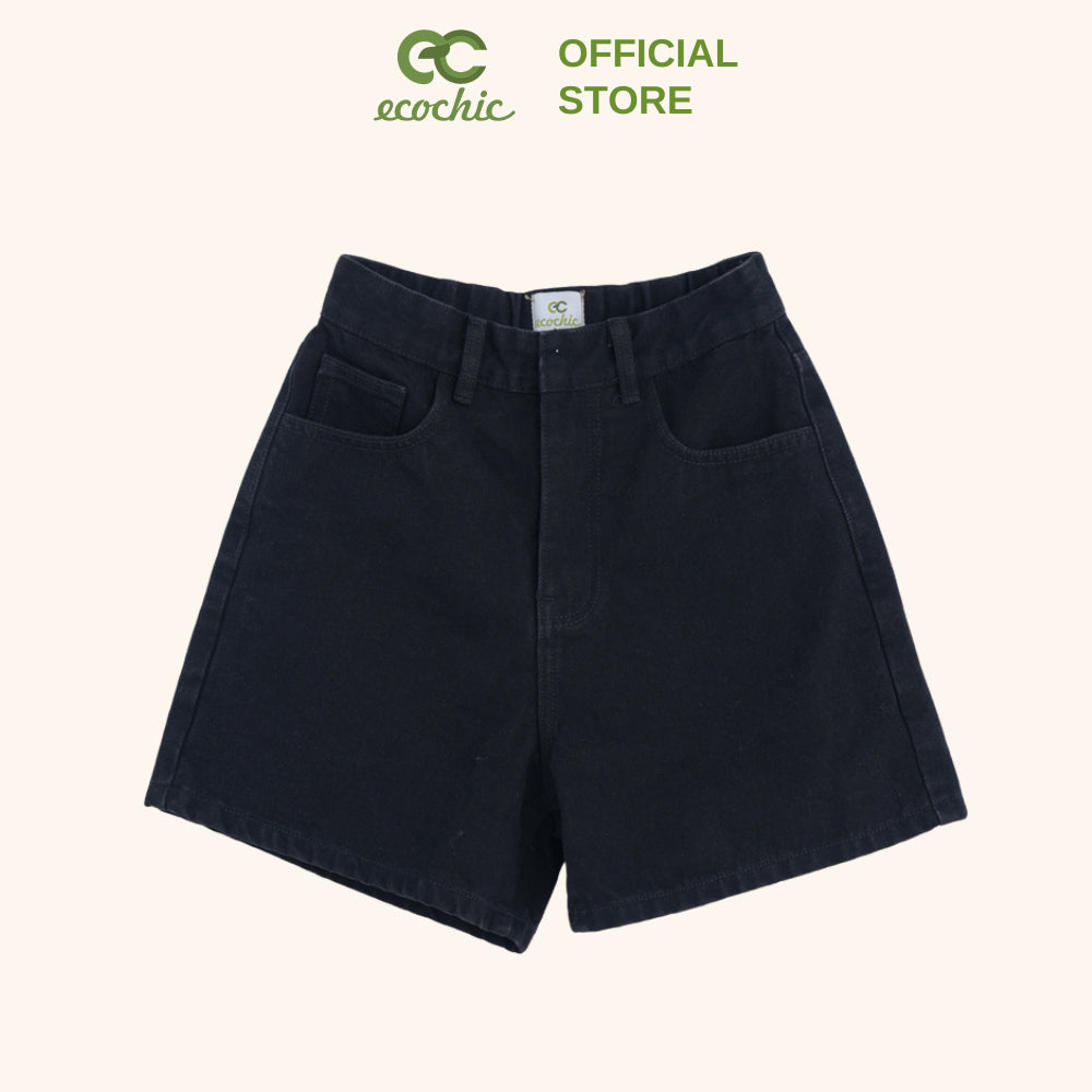 Genuine High Waisted ECOCHIC Denim Shorts for Men and Women with Elastic Waistband B115