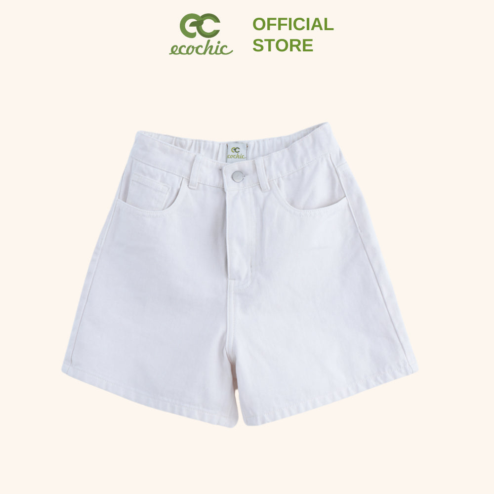 Genuine High Waisted ECOCHIC Denim Shorts for Men and Women with Elastic Waistband B115