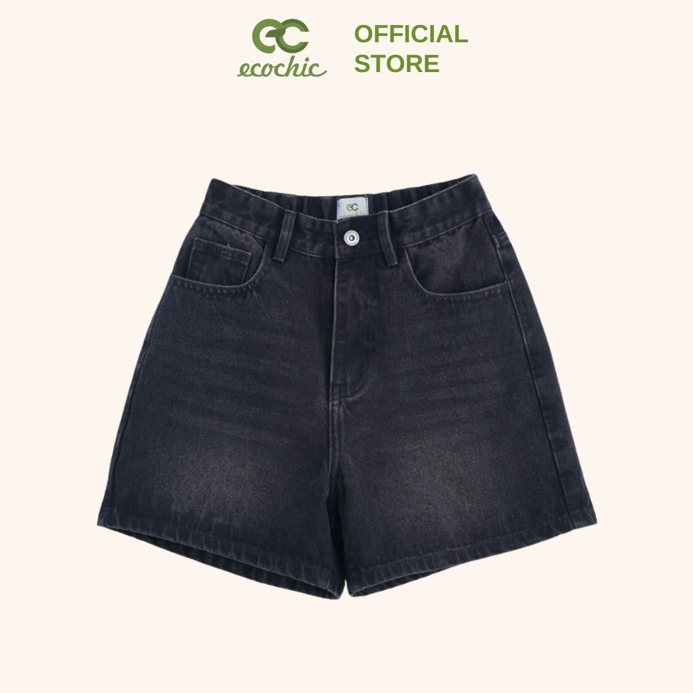 Genuine High Waisted ECOCHIC Denim Shorts for Men and Women with Elastic Waistband B115