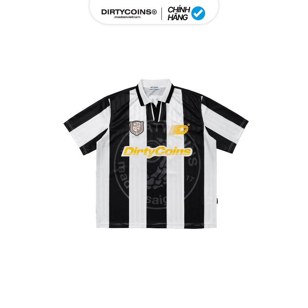 Áo Thun Polo Soccer Jersey Striped Black White