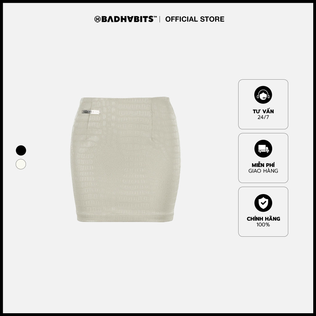 Women's Bad Habits FAUX Leather Mini Skirt - White - Genuine Local Brand