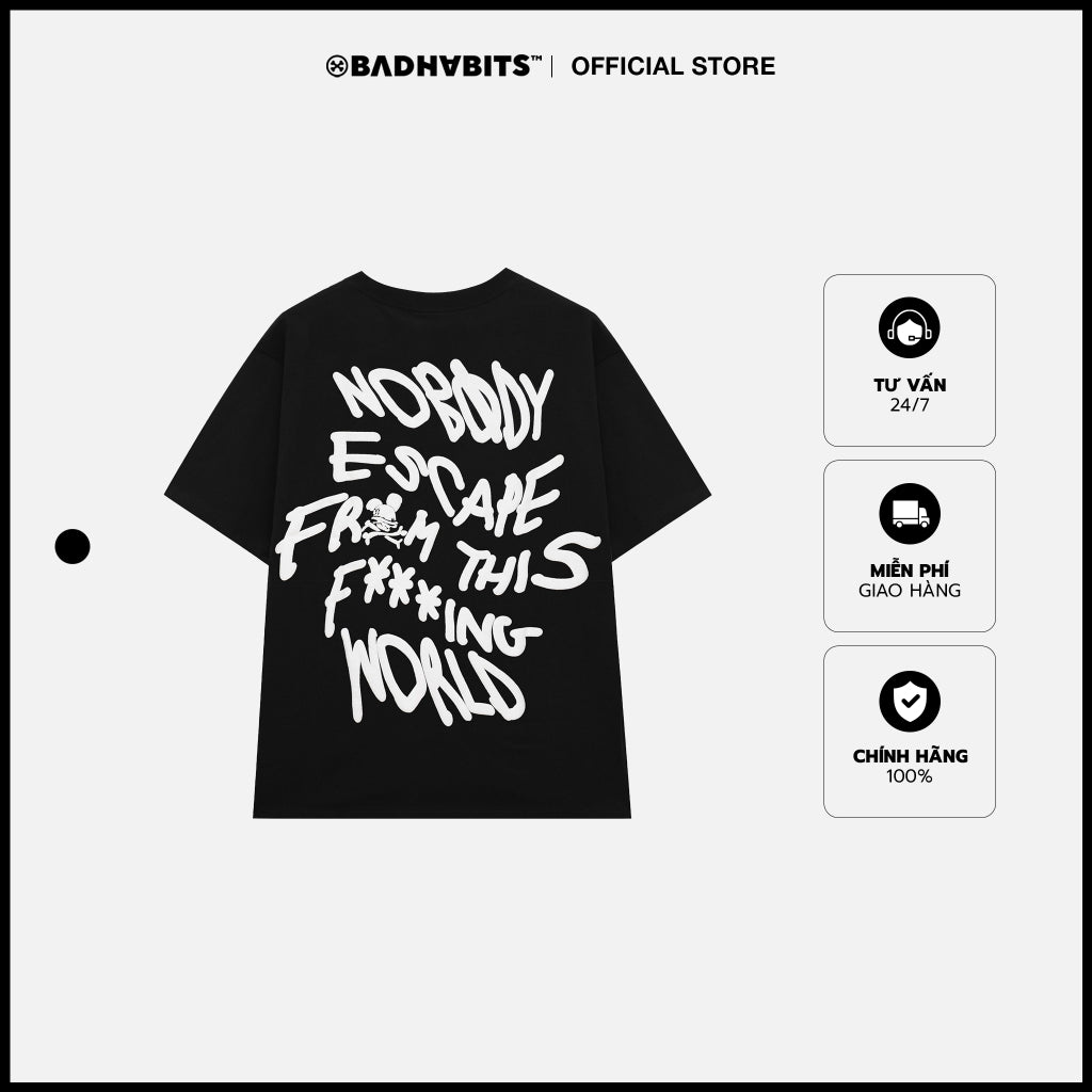 Unisex BAD HABITS NOBODY TEE BLACK 100% Cotton - Genuine Local Brand