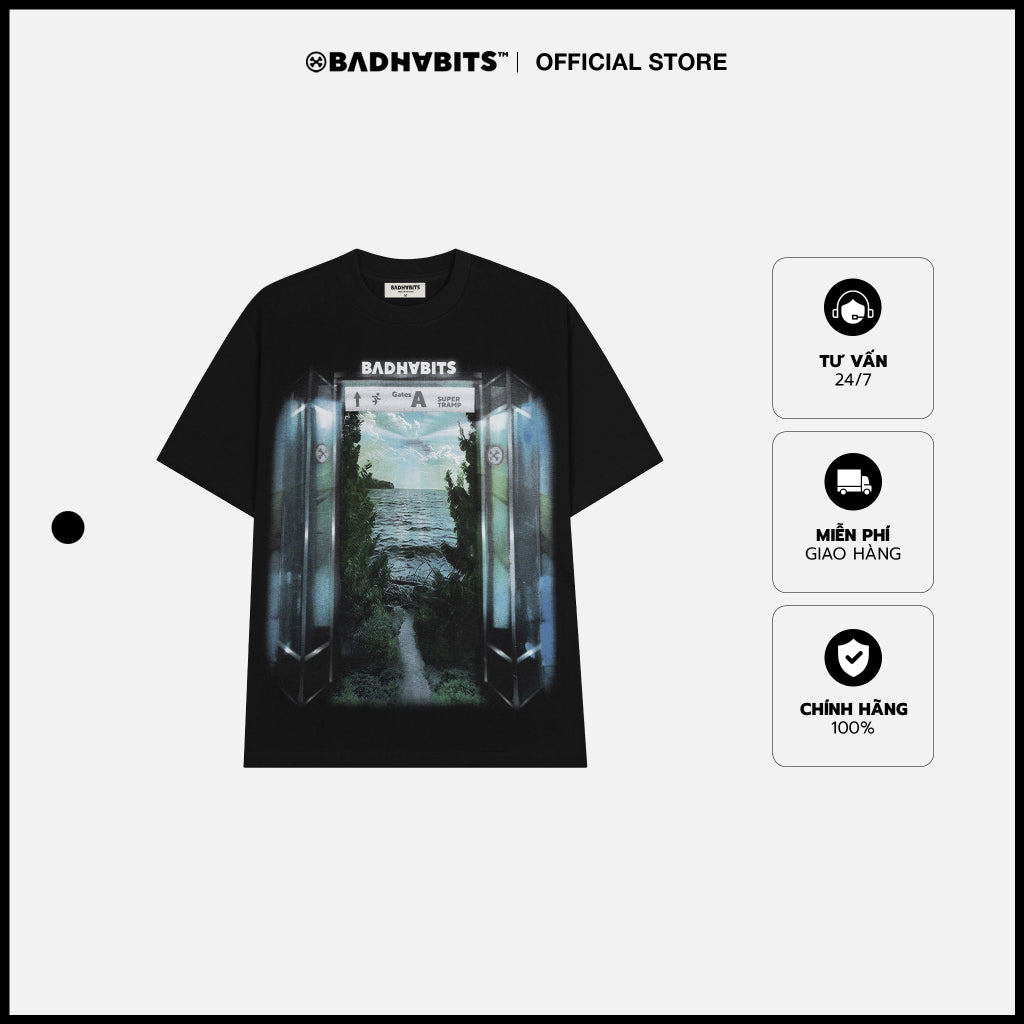 UNISEX T-SHIRT - BLACK S-WILD STATION TEE - BAD HABITS SUPERTRAMP COLLECTION