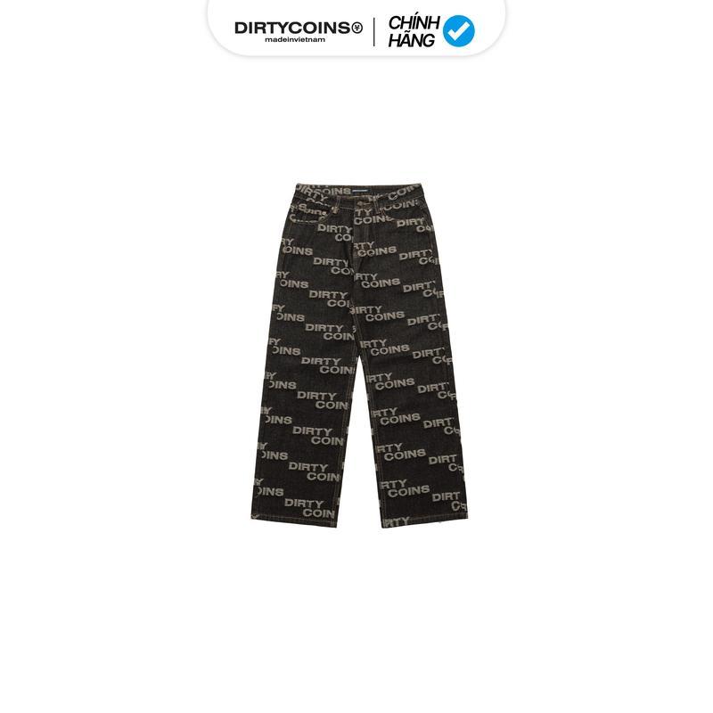 DirtyCoins Denim Baggy Frayed Logo Pants