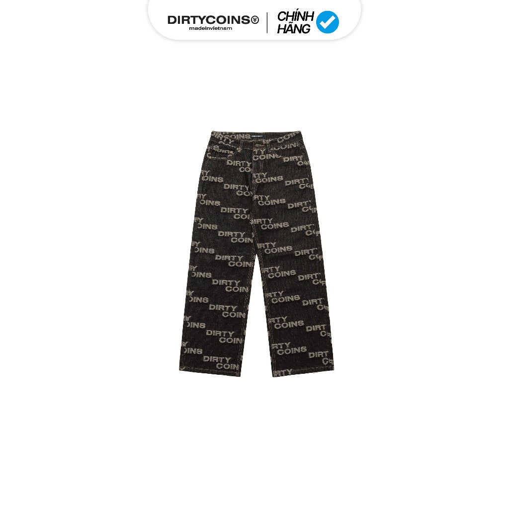 DirtyCoins Denim Baggy Frayed Logo Pants