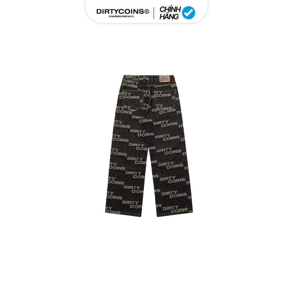 DirtyCoins Denim Baggy Frayed Logo Pants
