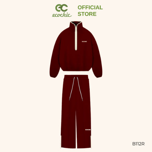 ISA ECOCHIC SET High Neck Shirt, Half Sleeve, Zippered Long Pants, High Quality Ecozy Material, Genuine B159