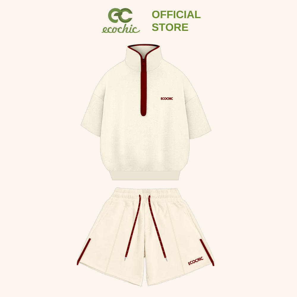 ISA ECOCHIC SET High Neck Shirt, Half Sleeve, Zippered Long Pants, High Quality Ecozy Material, Genuine B159
