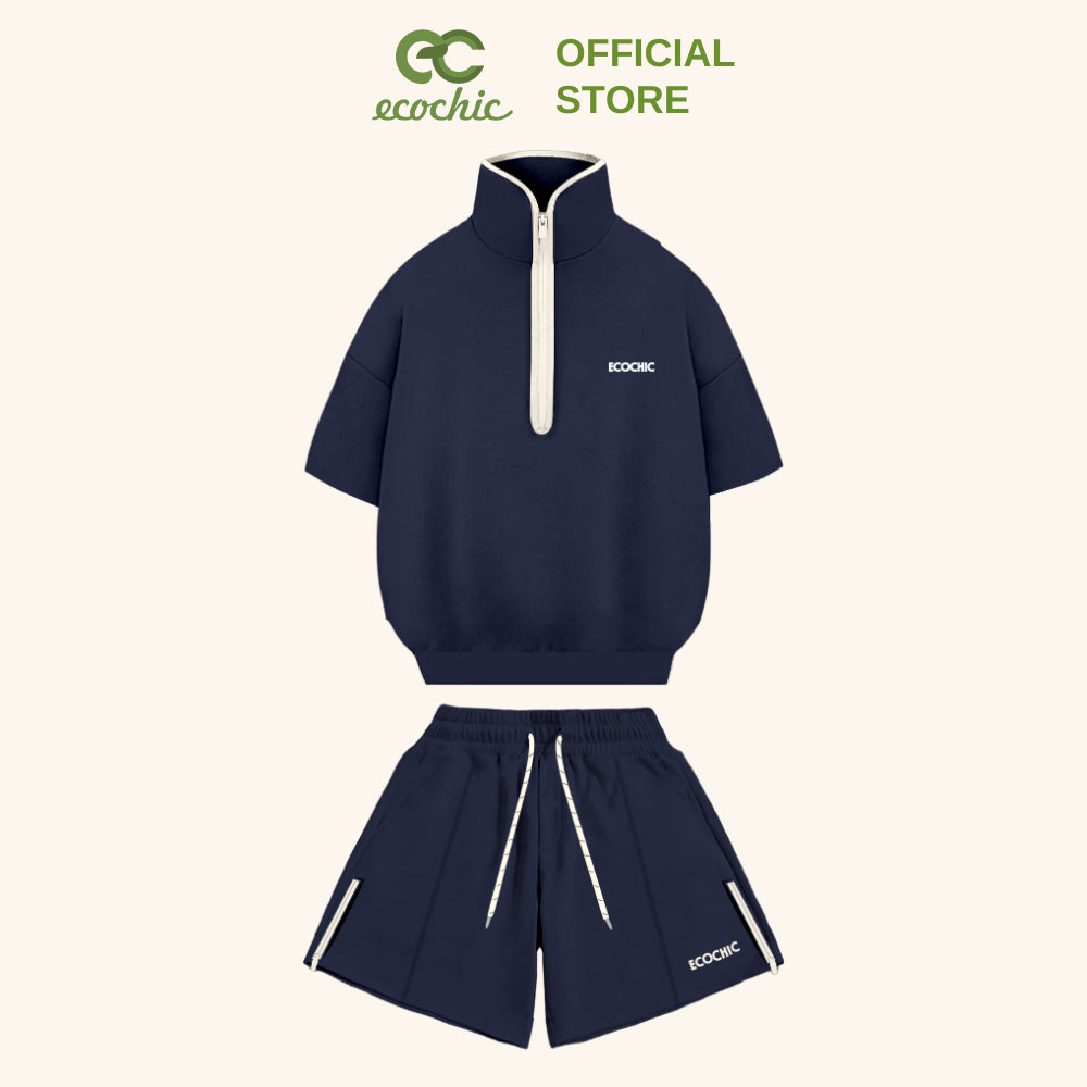 ISA ECOCHIC SET High Neck Shirt, Half Sleeve, Zippered Long Pants, High Quality Ecozy Material, Genuine B159
