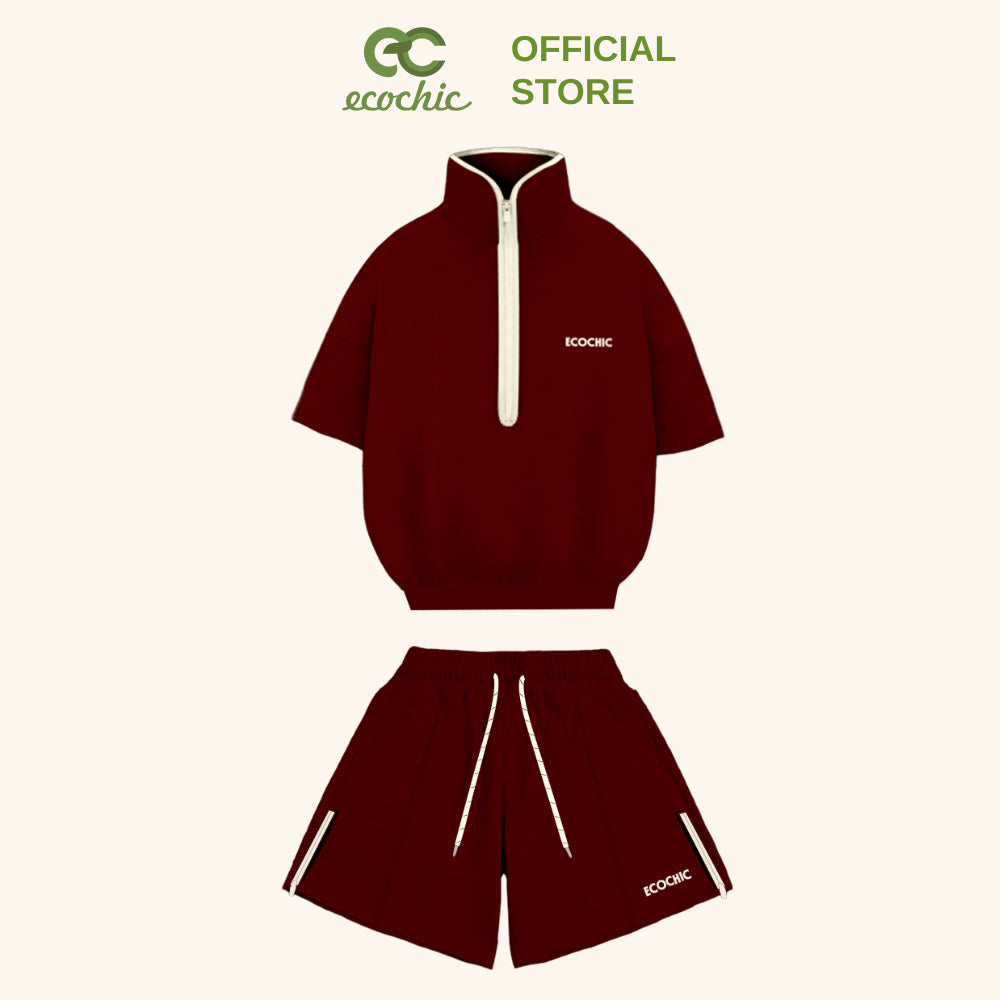 ISA ECOCHIC SET High Neck Shirt, Half Sleeve, Zippered Long Pants, High Quality Ecozy Material, Genuine B159