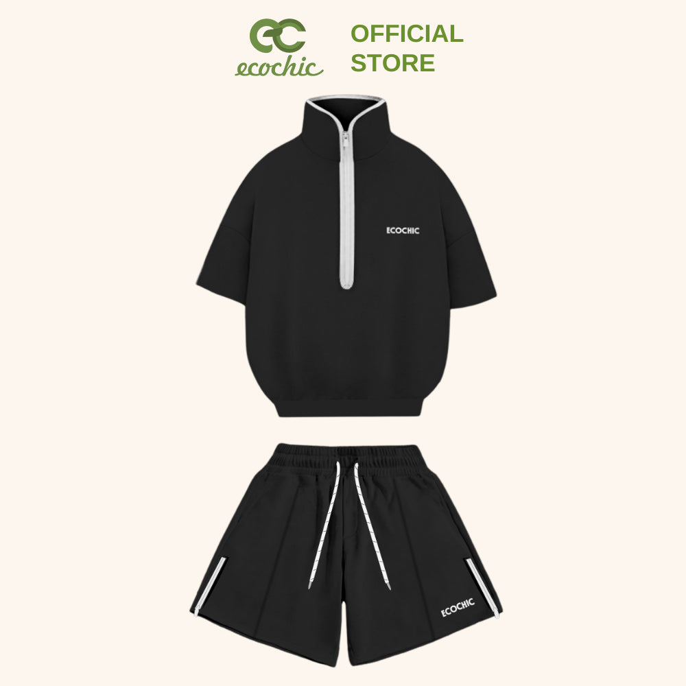 ISA ECOCHIC SET High Neck Shirt, Half Sleeve, Zippered Long Pants, High Quality Ecozy Material, Genuine B159
