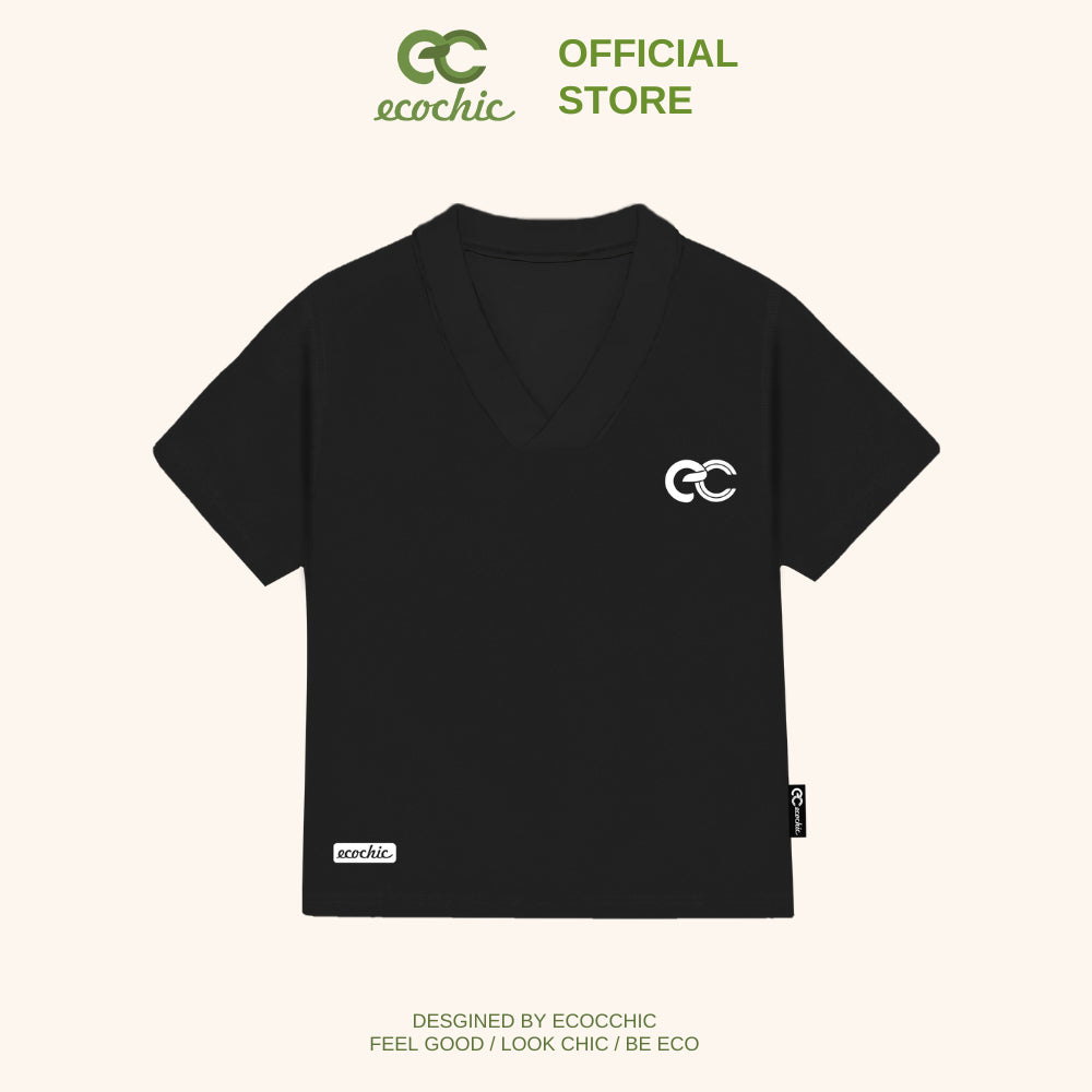 ECOCHIC Baby Tee V-neck T-shirt Made of 4-way stretch American cotton, Fits well, Local Brand, Genuine B163
