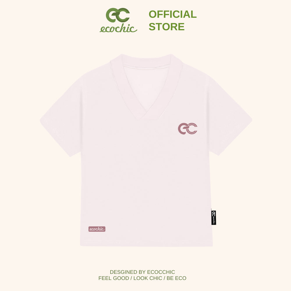 Áo Phông Baby Tee Cổ Tim ECOCHIC Chất Liệu Thun Mỹ Co Giãn 4 Chiều Vừa Vặn Local Brand Chính Hãng B163