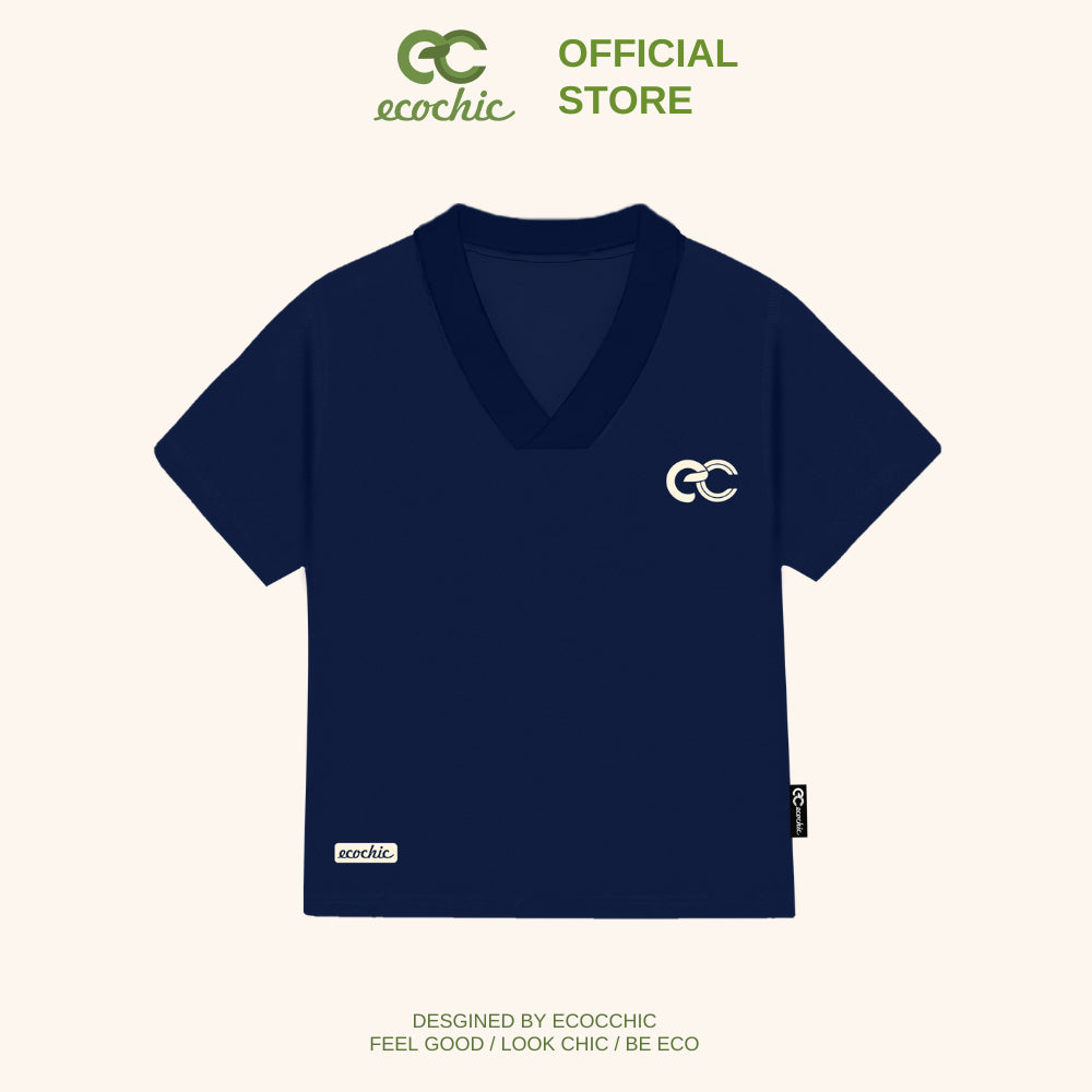 ECOCHIC Baby Tee V-neck T-shirt Made of 4-way stretch American cotton, Fits well, Local Brand, Genuine B163