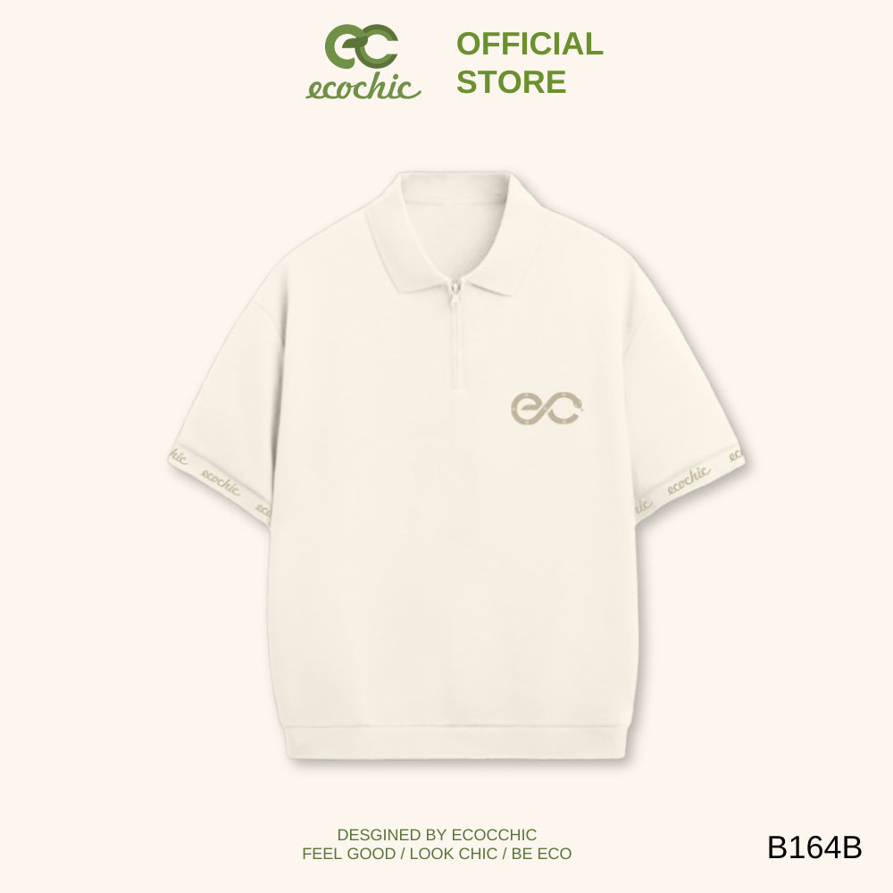 MONARQUE ECOCHIC Polo Shirt 3D Rubber Logo Lightly Hemmed Rib Sleeves Woven Letters Genuine Unisex Men's Women's Weight 260grm B164