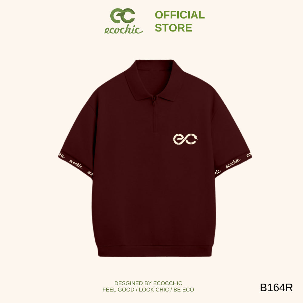 MONARQUE ECOCHIC Polo Shirt 3D Rubber Logo Lightly Hemmed Rib Sleeves Woven Letters Genuine Unisex Men's Women's Weight 260grm B164