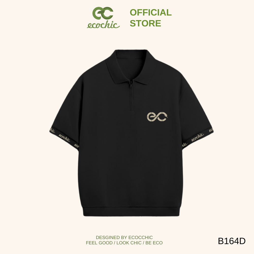 MONARQUE ECOCHIC Polo Shirt 3D Rubber Logo Lightly Hemmed Rib Sleeves Woven Letters Genuine Unisex Men's Women's Weight 260grm B164