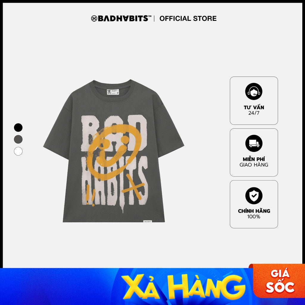 Áo Thun Unisex BAD HABITS SMILEY TEE 100% Cotton - Local Brand Chính Hãng