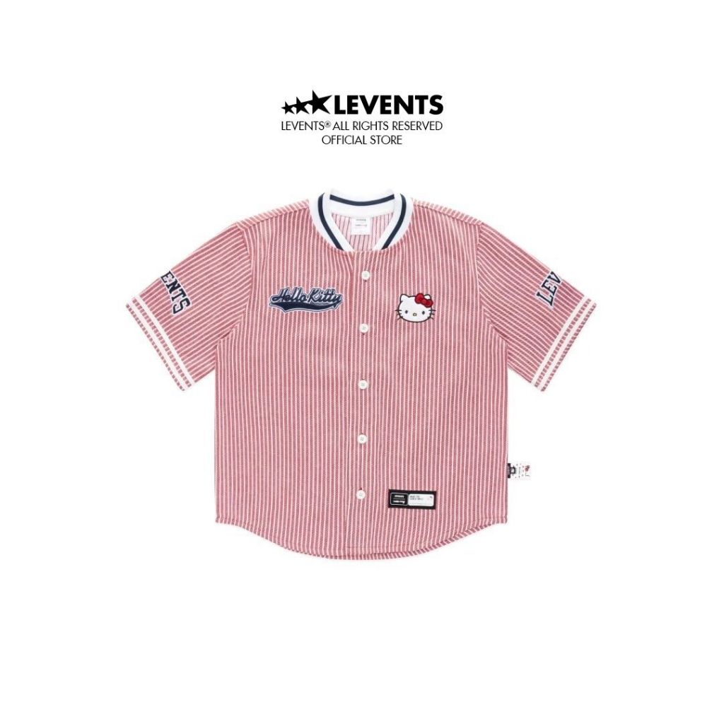 Levents® x Hello Kitty | Striped Baseball Jersey/ Red Unisex Sturdy Poly Cotton Blend Jersey