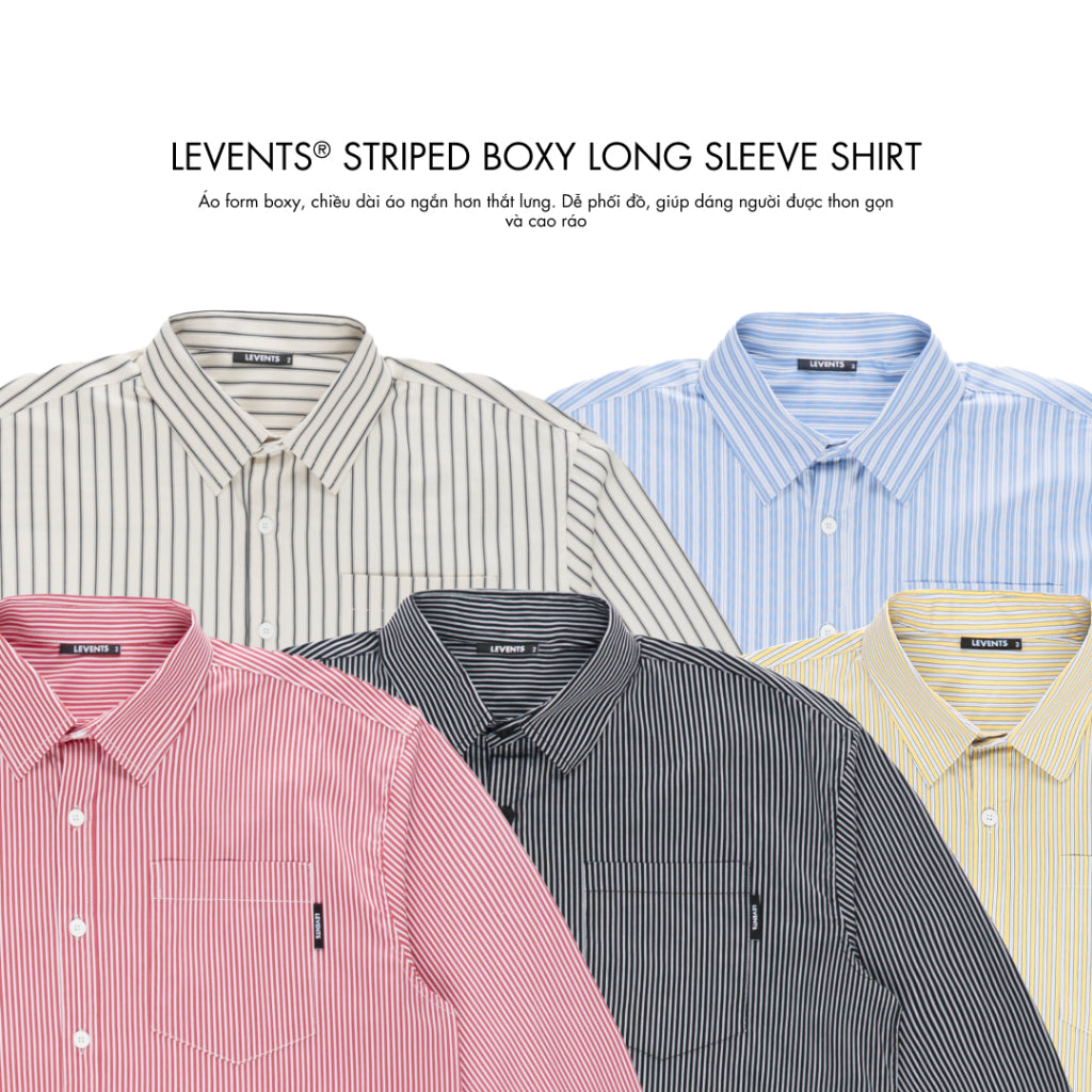 Levents Striped Boxy Long Sleeve Shirt Unisex Poplin
