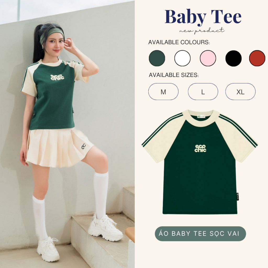 Áo Phông ECOCHIC RETRO LINE BABY TEE ESSENTIALS Local Brand Chính Hãng Unisex Form Ôm Premium Cotton 100% B019