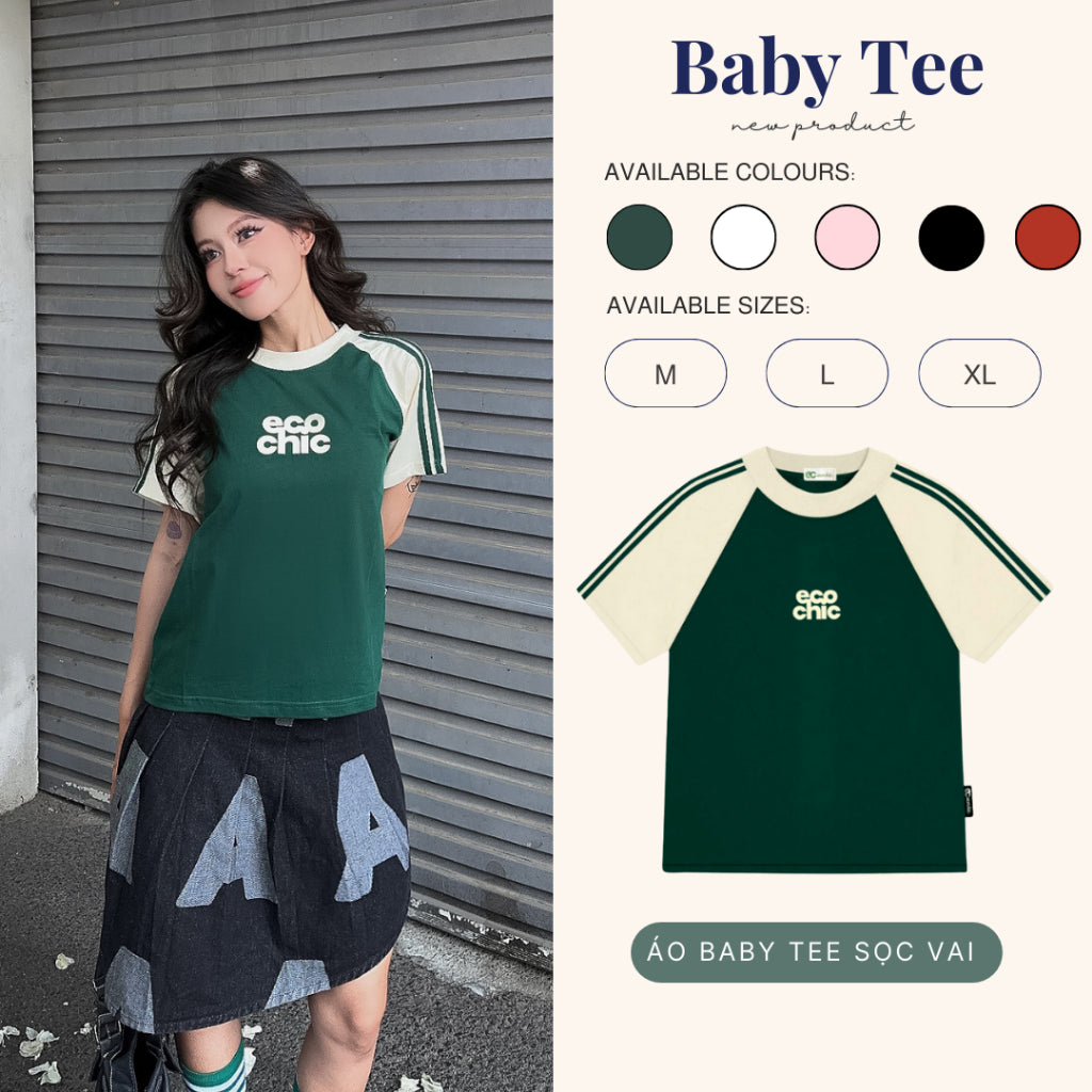 Áo Phông ECOCHIC RETRO LINE BABY TEE ESSENTIALS Local Brand Chính Hãng Unisex Form Ôm Premium Cotton 100% B019