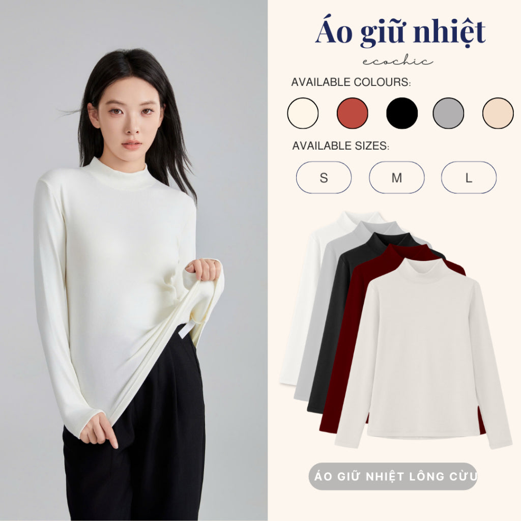 ECOCHIC Thermal Jacket Merino Cashmere Wool Xinjiang Cotton Fiber High Quality Super Warm B089