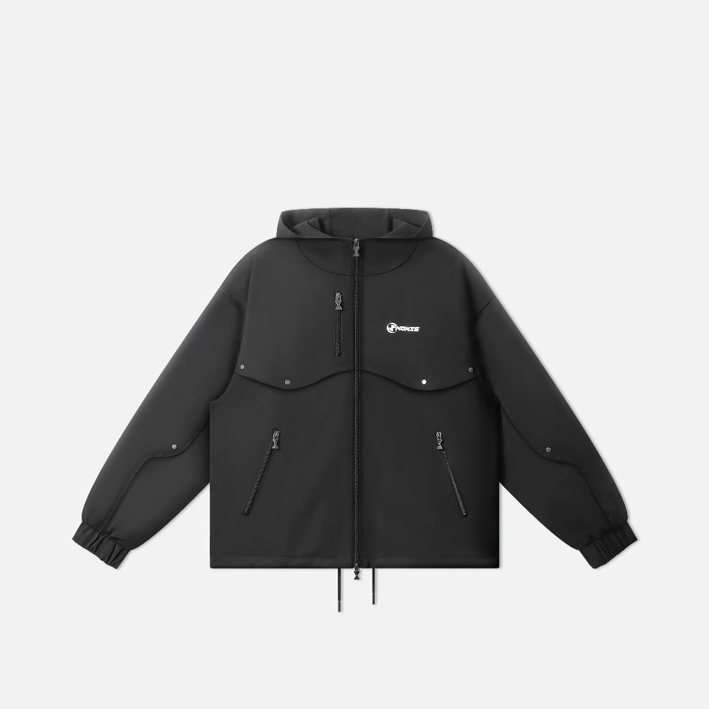 NEEDS OF WISDOM Button Windbreaker Jacket - Black - Genuine Local Brand