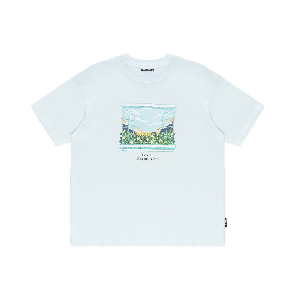 Levents Flowers Window Tee 100% Cotton Unisex Oversized T-shirt