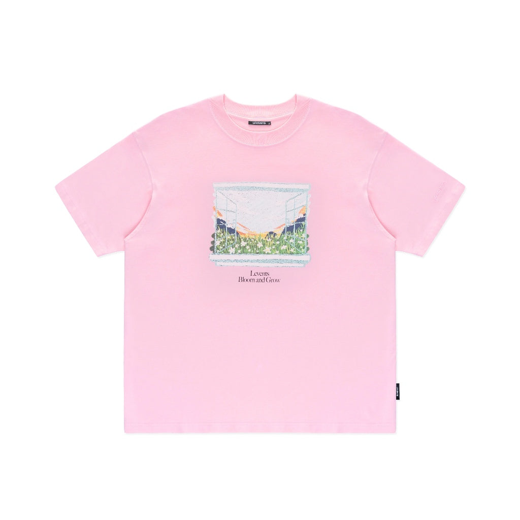 Levents Flowers Window Tee 100% Cotton Unisex Oversized T-shirt