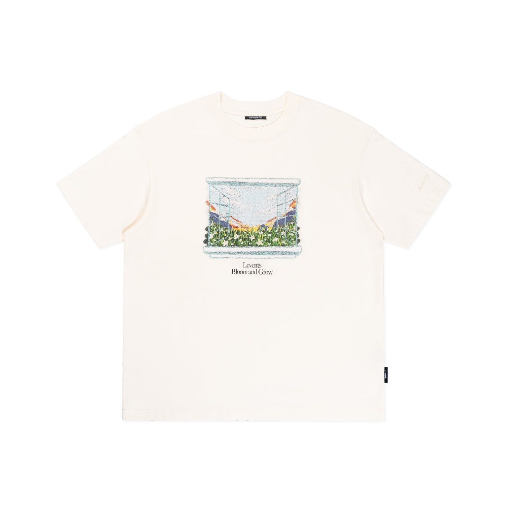 Levents Flowers Window Tee 100% Cotton Unisex Oversized T-shirt