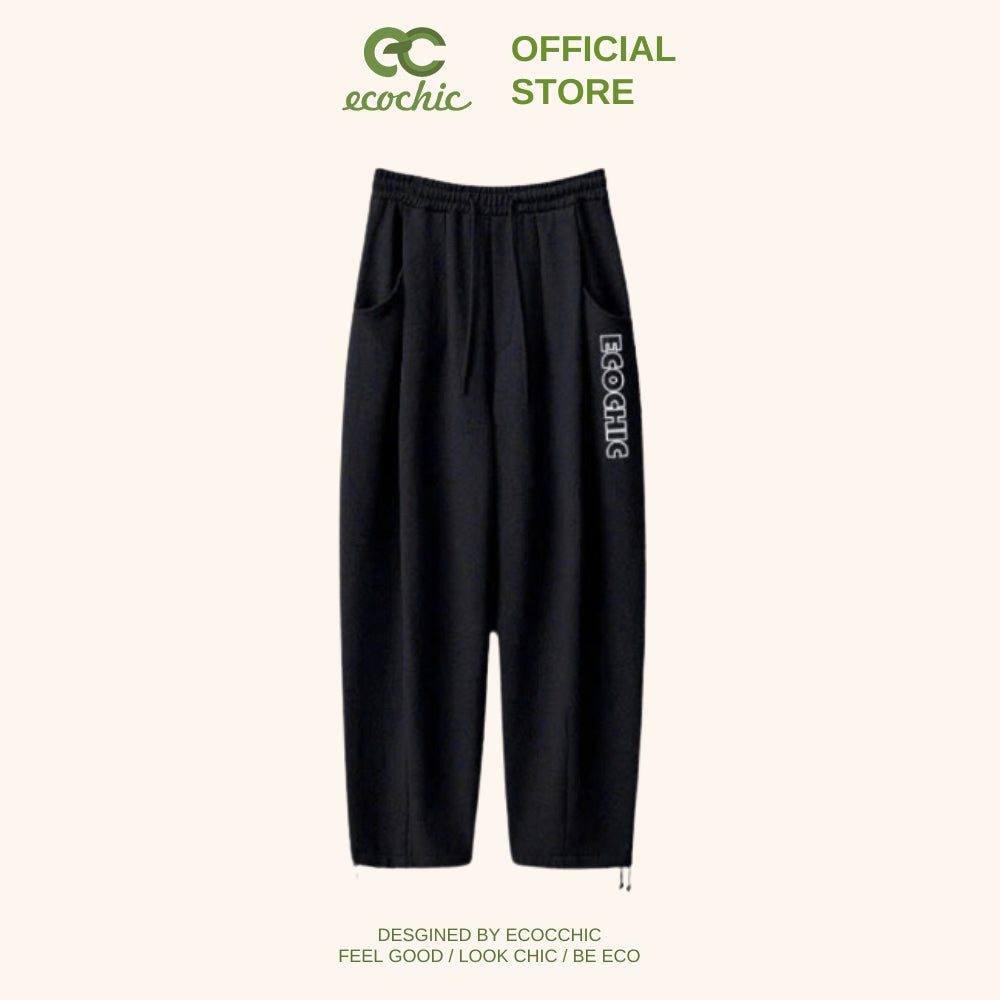 Set of ECOCHIC Genuine High-Quality Wide-Leg Fleece Pants with High Waist and Dynamic Sportswear B107 B101